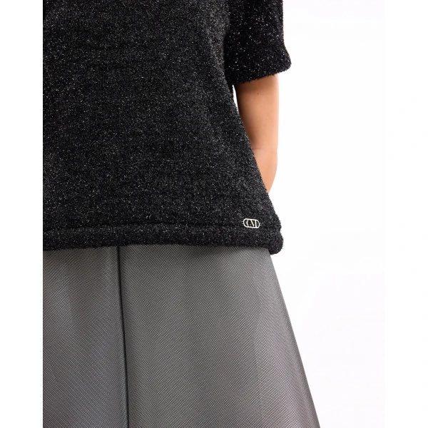 Gemy Maalouf Textured Top with Metallic Skirt, view 5