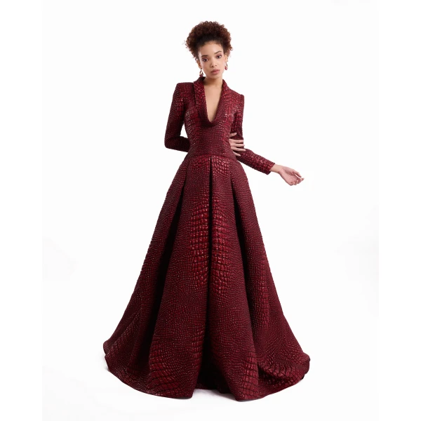 Gemy Maalouf Textured V-Neck Dress, view 2