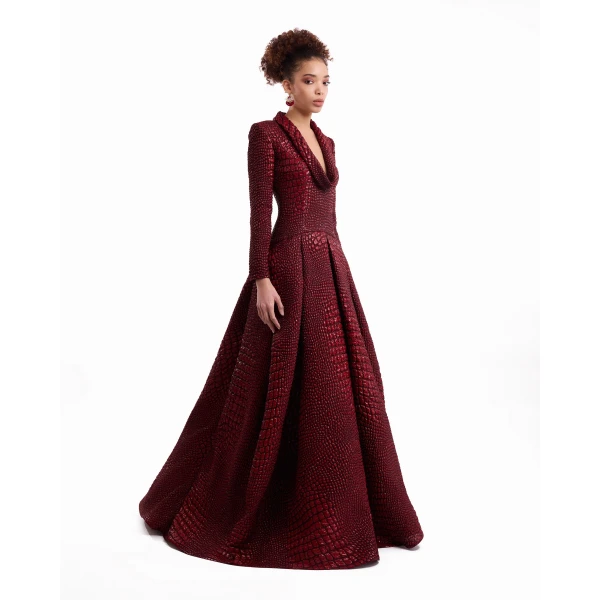 Gemy Maalouf Textured V-Neck Dress, view 3