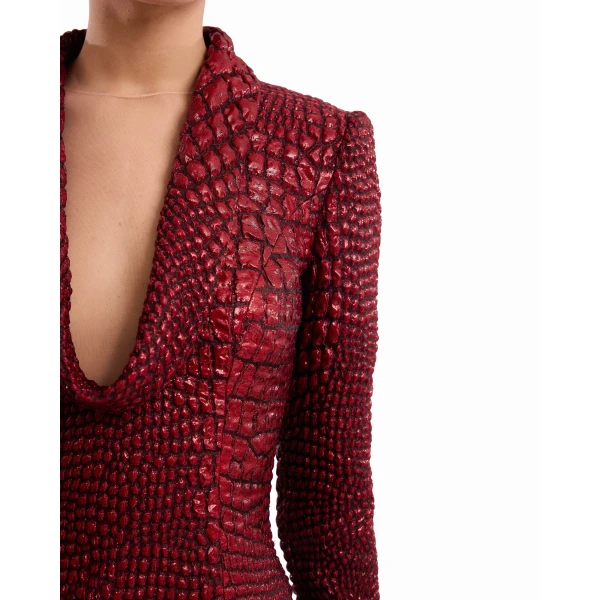 Gemy Maalouf Textured V-Neck Dress, view 5