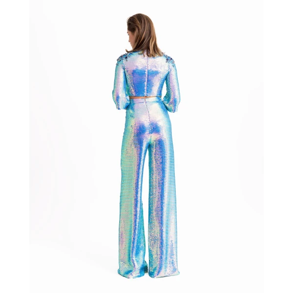 Gemy Maalouf Top With Beaded Shoulders And Pants, view 3