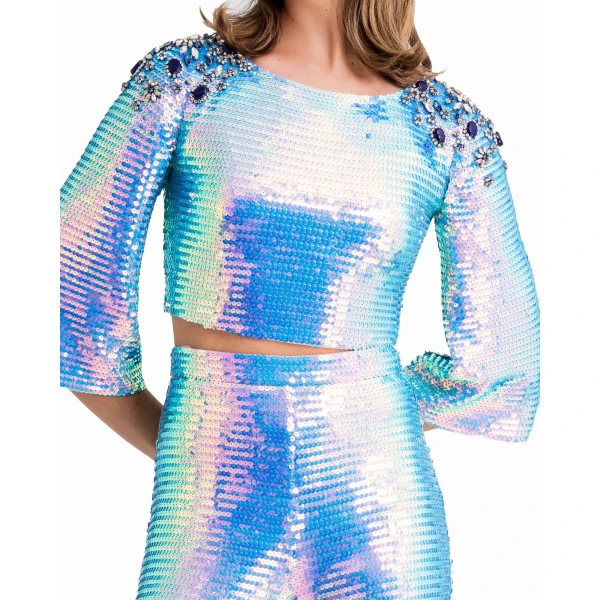 Gemy Maalouf Top With Beaded Shoulders And Pants, view 4