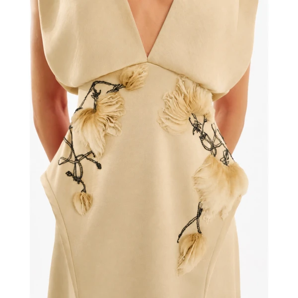 Gemy Maalouf V-Neck Beaded Dress, view 4