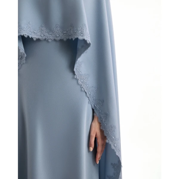 Gemy Maalouf V-Neck Dress with Embroidered Cape, view 4