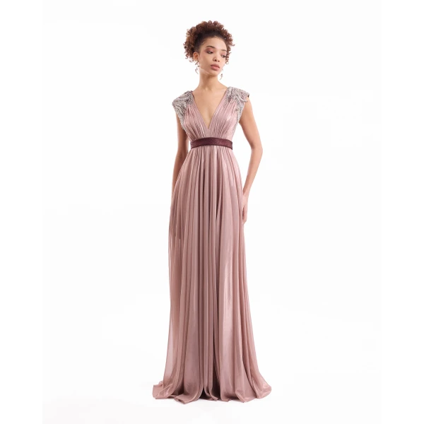 Gemy Maalouf V-Neck Pleated Dress, view 2