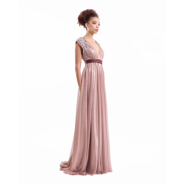 Gemy Maalouf V-Neck Pleated Dress, view 3