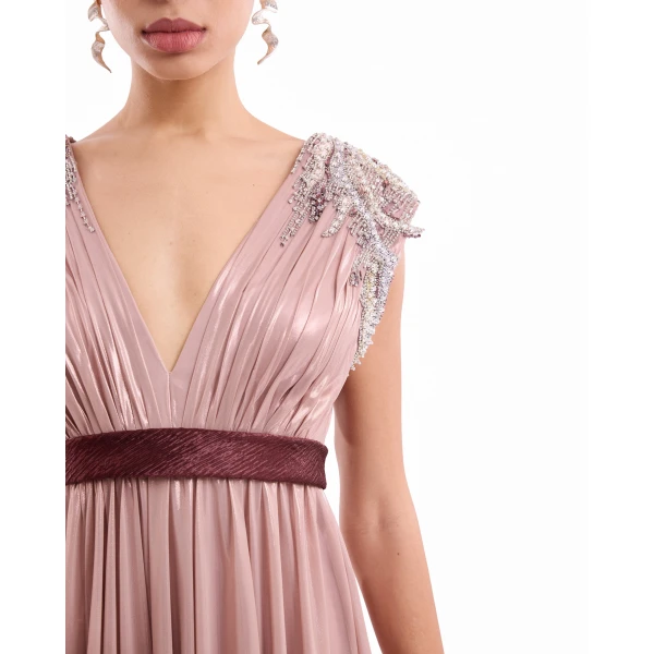 Gemy Maalouf V-Neck Pleated Dress, view 5