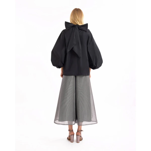 Gemy Maalouf V-Neck Puff Top with Metallic Skirt, view 4