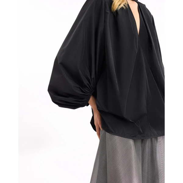 Gemy Maalouf V-Neck Puff Top with Metallic Skirt, view 5