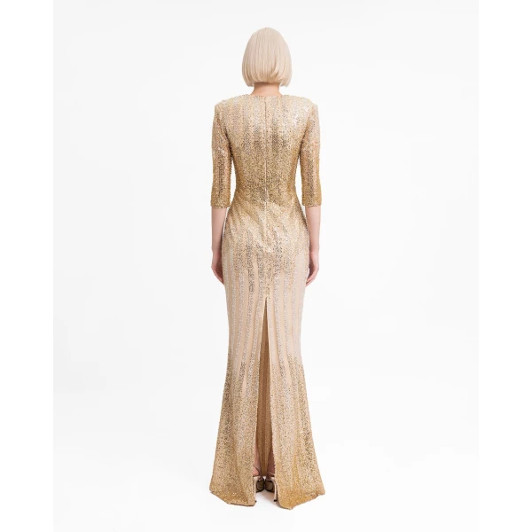 Gemy Maalouf V-Neck Three-Quarter Sleeve Dress, view 3