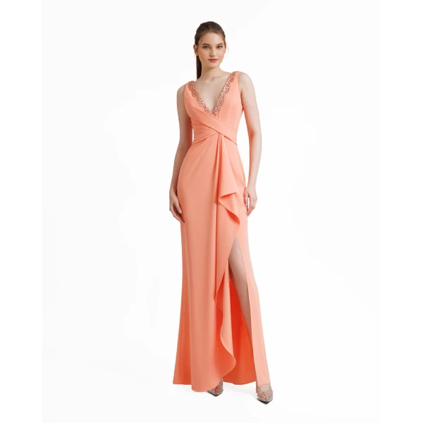 Gemy Maalouf V-Neckline Beaded Dress, view 2