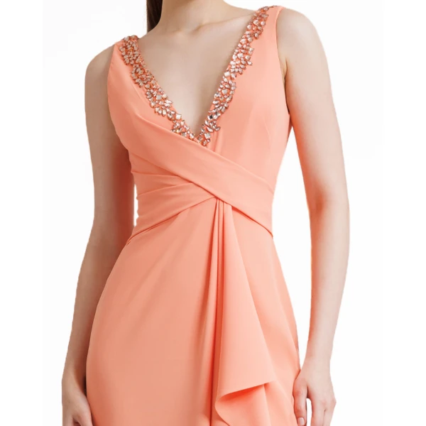 Gemy Maalouf V-Neckline Beaded Dress, view 4