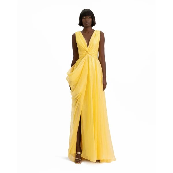 Gemy Maalouf V-Neckline Draped Dress, view 2