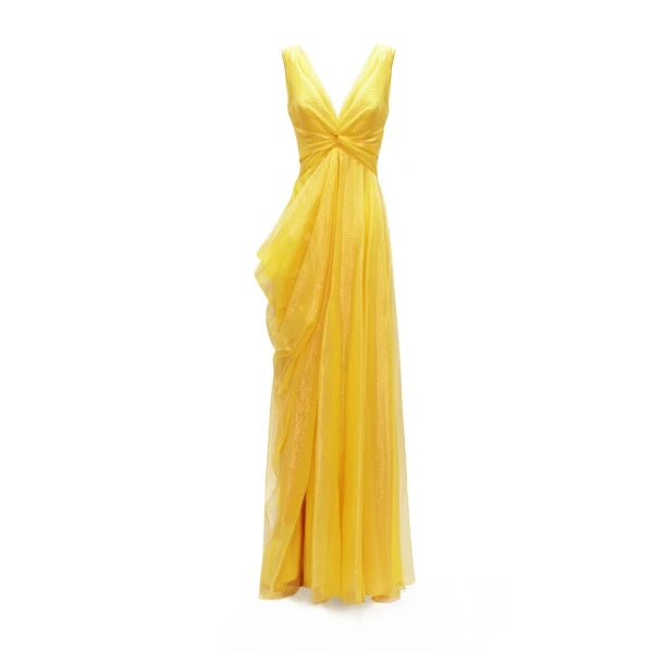 Gemy Maalouf V-Neckline Draped Dress, view 5