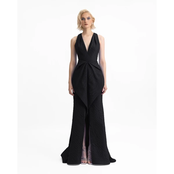 Gemy Maalouf V-Neckline Dress with Draped Waistline, view 2