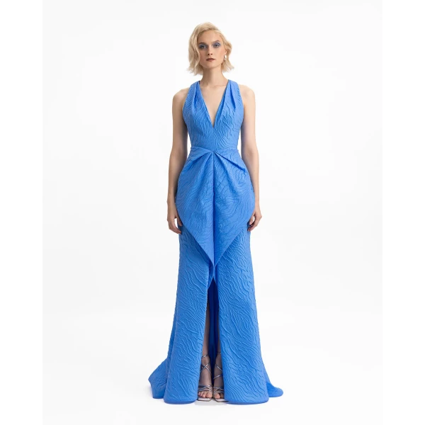 Gemy Maalouf V-Neckline Dress with Draped Waistline, view 2