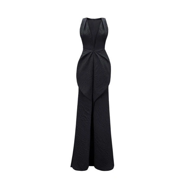 Gemy Maalouf V-Neckline Dress with Draped Waistline