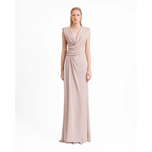 Gemy Maalouf V-neckline Dress With Waist Drapings, view 2