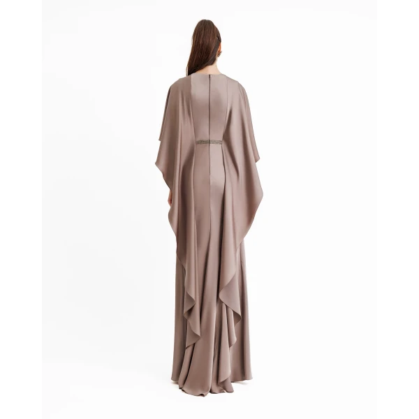 Gemy Maalouf V-neckline Taupe Dress, view 3