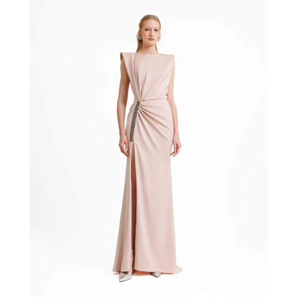 Gemy Maalouf Wide Shoulders Draped Dress, view 2