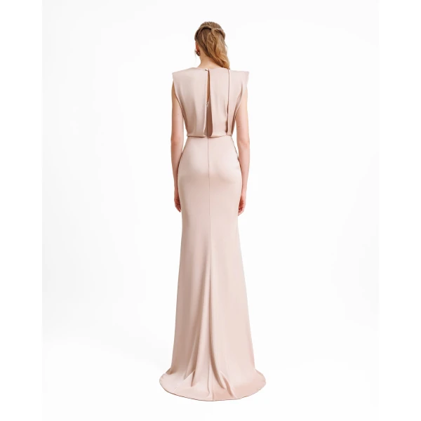 Gemy Maalouf Wide Shoulders Draped Dress, view 3