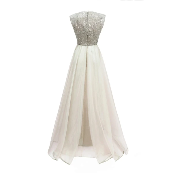 Gemy Maalouf Wide Shoulders V-neckline Dress, view 5