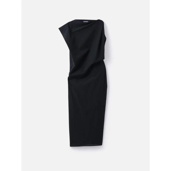 JACQUEMUS The Drap Dress in Black, view 6