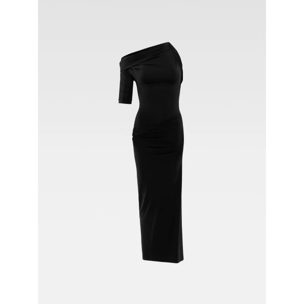 JACQUEMUS The Drapeado Dress in Black, view 6