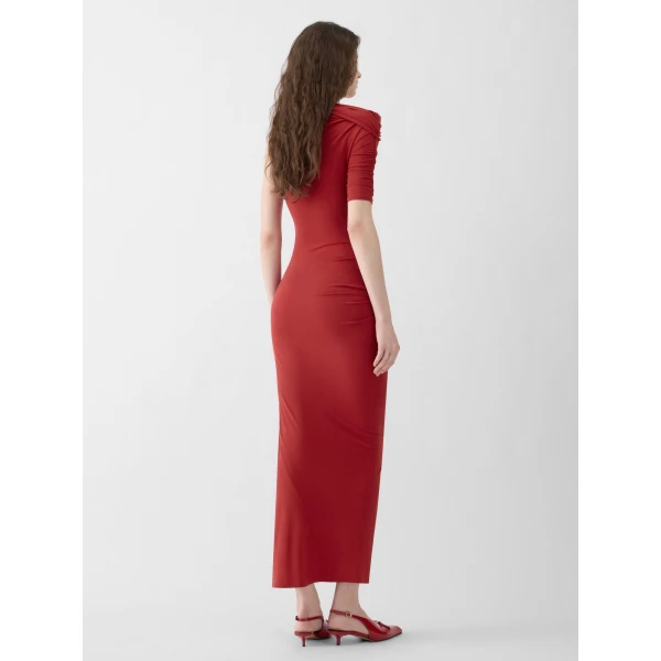 JACQUEMUS The Drapeado Dress in Dark Red, view 3