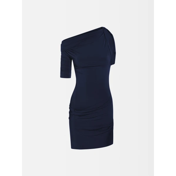 JACQUEMUS The Drapeado Mini Dress in Blue, view 6