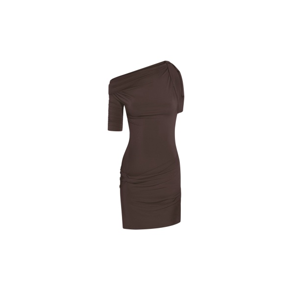 JACQUEMUS The Drapeado Mini Dress in Dark Brown