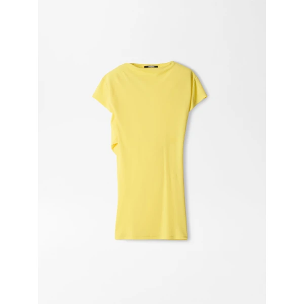 JACQUEMUS The Mistral Short-Sleeve Dress in Yellow, view 6