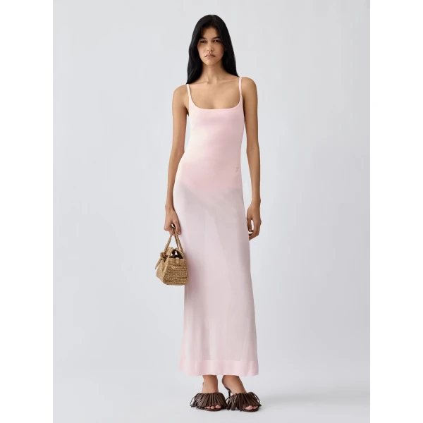 JACQUEMUS The Nodo Midi Dress in Pink, view 2