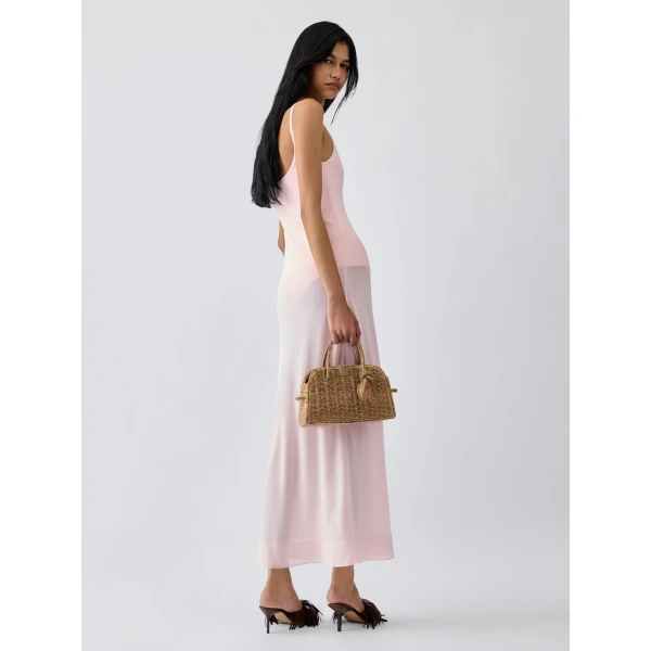 JACQUEMUS The Nodo Midi Dress in Pink, view 3