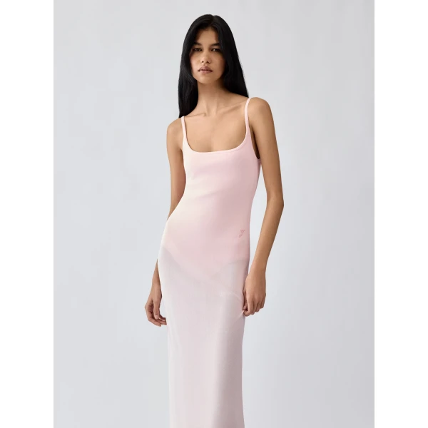 JACQUEMUS The Nodo Midi Dress in Pink, view 4