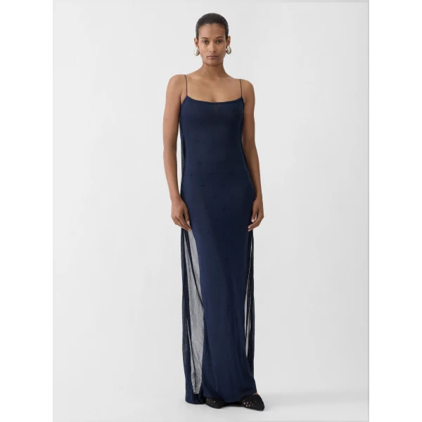 JACQUEMUS The Plumetis Knit Dress in Dark Navy, view 2