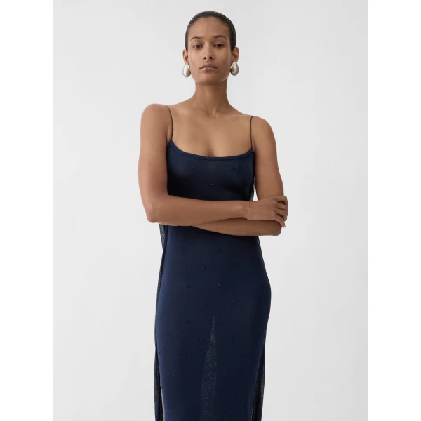 JACQUEMUS The Plumetis Knit Dress in Dark Navy, view 4
