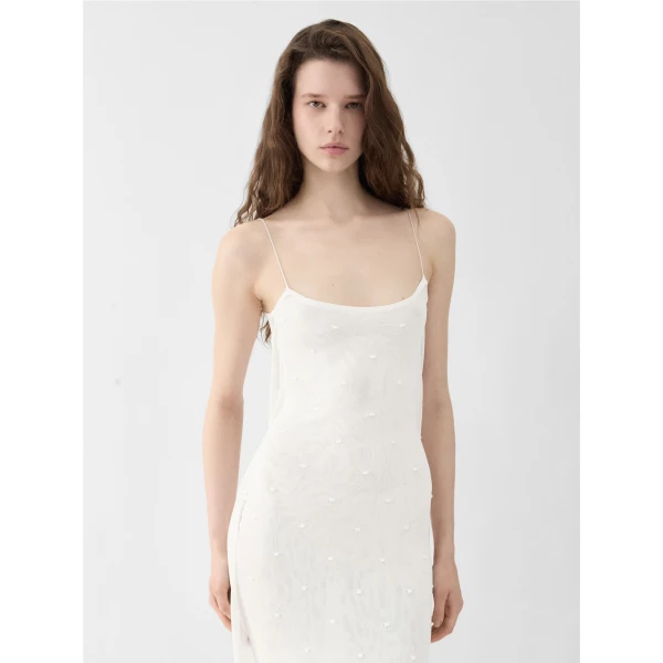 JACQUEMUS The Plumetis Knit Dress in Off-White, view 4
