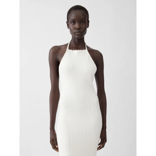 JACQUEMUS The Tablier Knit Dress in Off-White, view 4