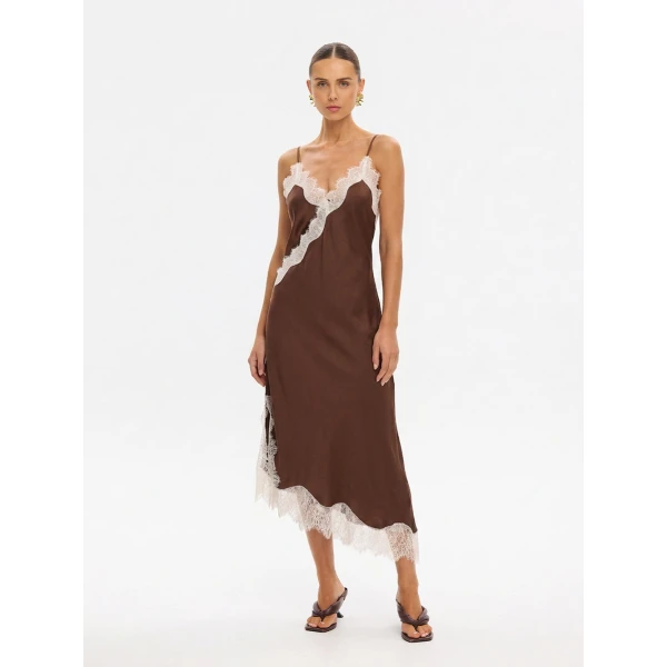 Kivari Anki Midi Dress in Chocolate, view 2