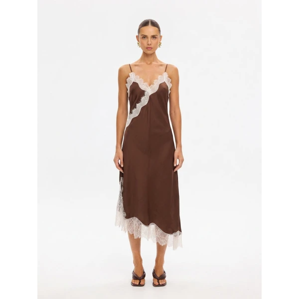 Kivari Anki Midi Dress in Chocolate, view 5