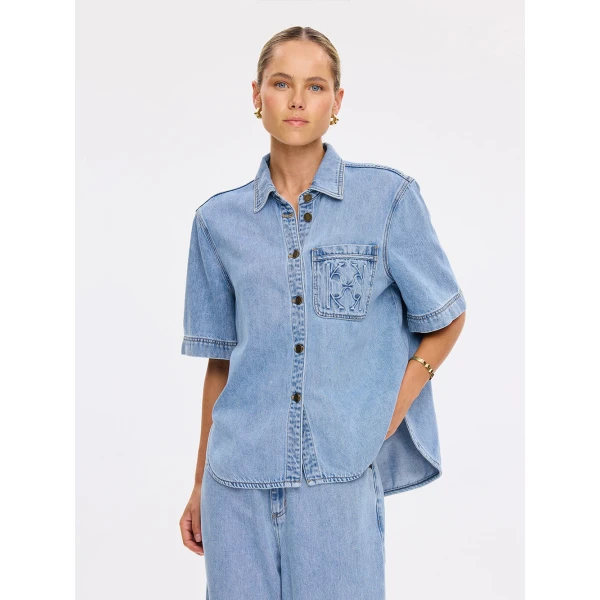 Kivari Ariana Denim Shirt in Pale Stone, view 2