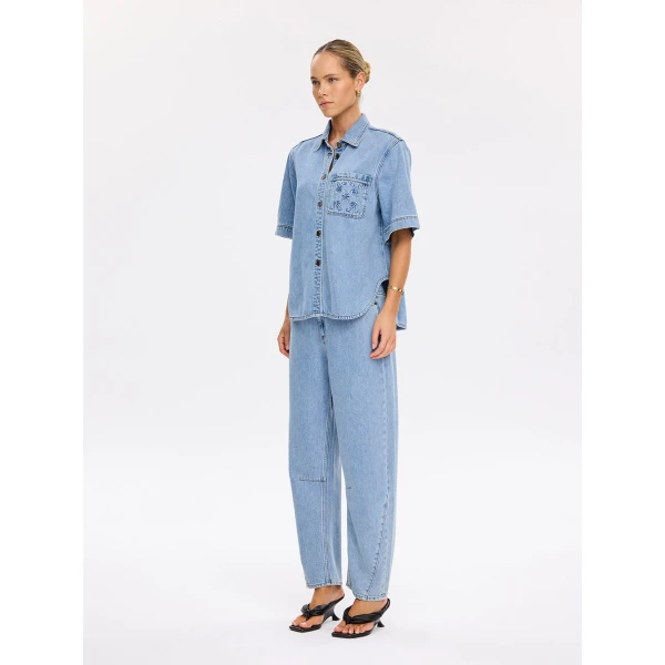 Kivari Ariana Denim Shirt in Pale Stone, view 3
