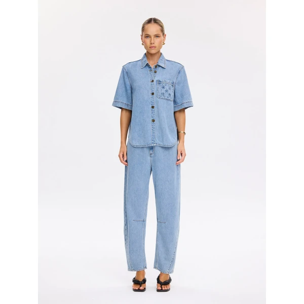 Kivari Ariana Denim Shirt in Pale Stone, view 5