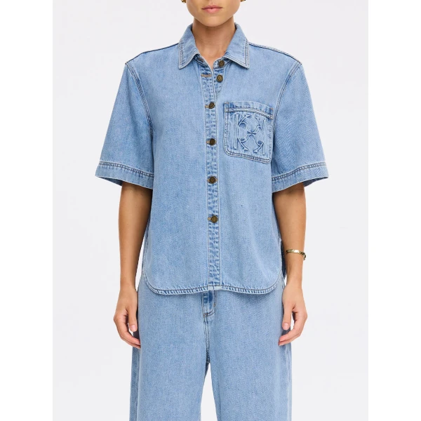 Kivari Ariana Denim Shirt in Pale Stone, view 6