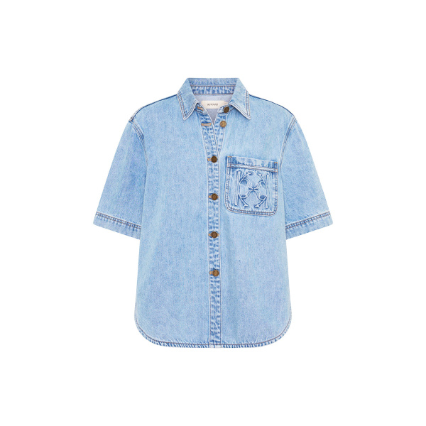 Kivari Ariana Denim Shirt in Pale Stone