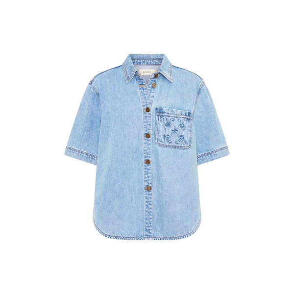 Kivari Ariana Denim Shirt in Pale Stone