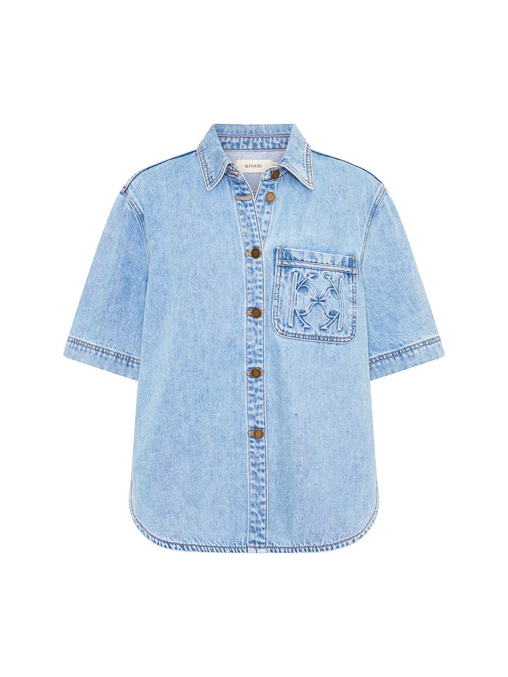 KIVARI Ariana Denim Shirt in Pale Stone
