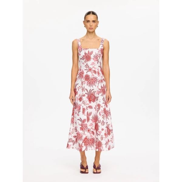 Kivari Bailey Midi Dress in Red, view 2