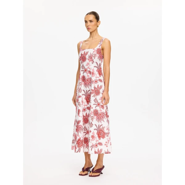 Kivari Bailey Midi Dress in Red, view 3